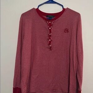 Ralph Lauren Red and White Striped Henley